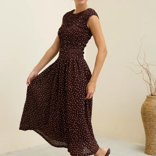 Smocked Polka Dot Midi Dress