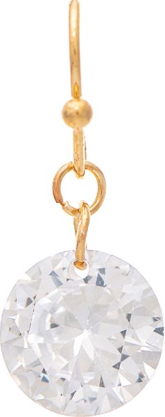 Gold Single Cubic Zirconia Crystal Drop Earring