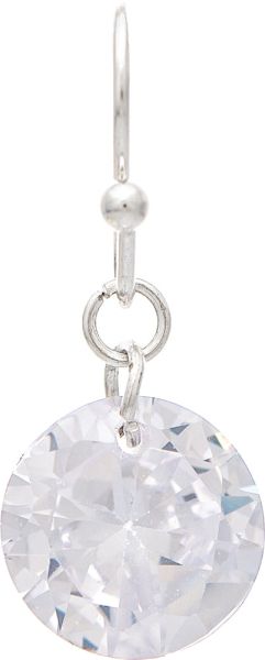 Silver Single Cubic Zirconia Crystal Drop Earring