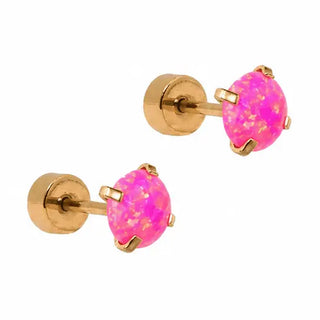 Linny Co Screwback Stud Earrings - Venus Opal Neon Pink