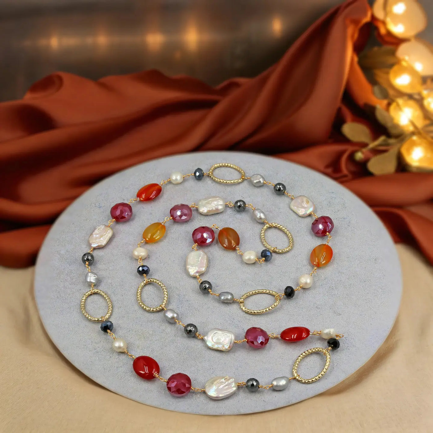 Multi-Stone and Freshwater Pearl Necklace