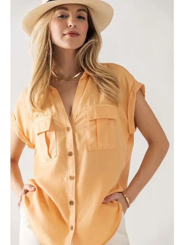 Button Up Short Sleeve Top