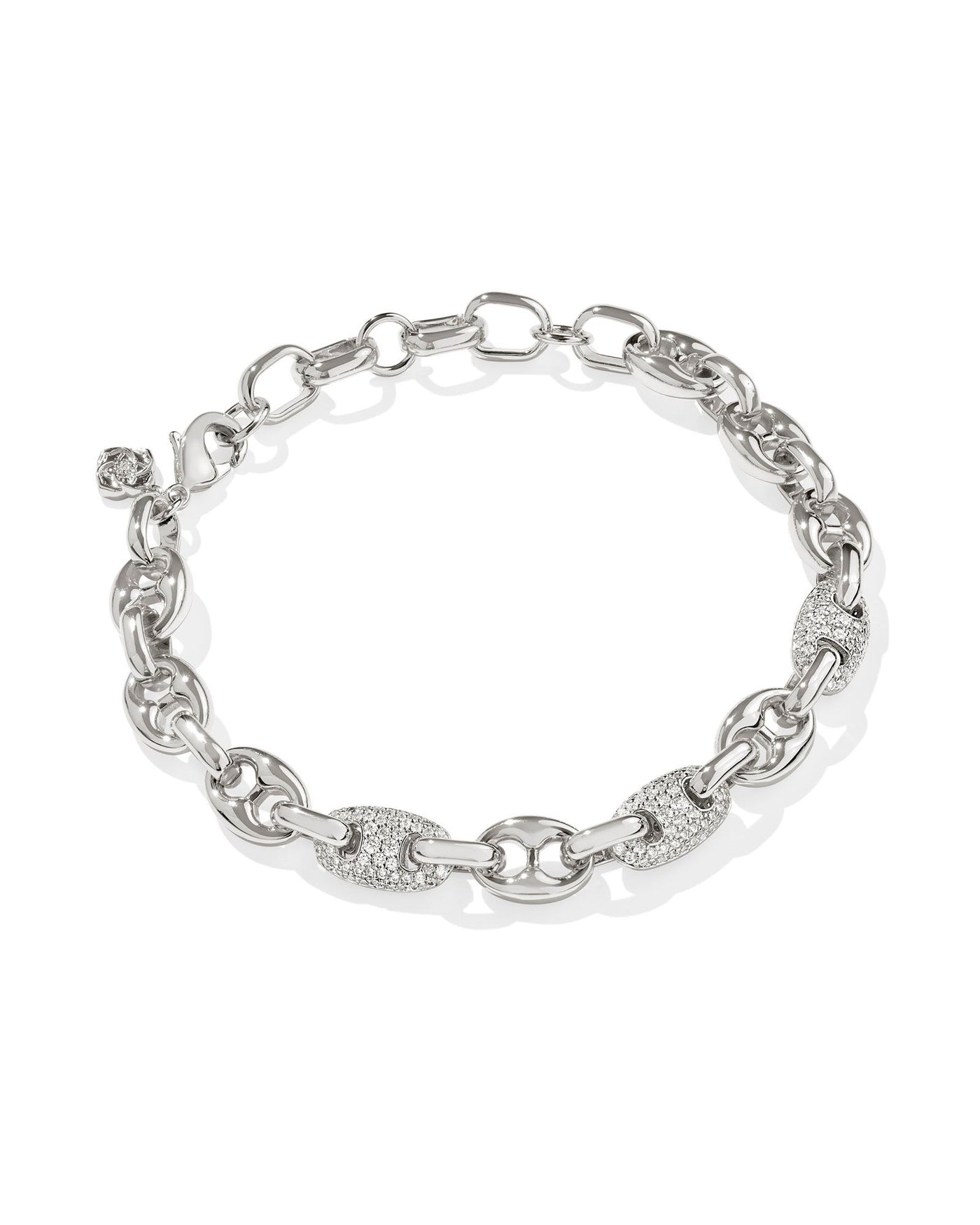 Bailey Pave Chain Bracelet Silver White Crystal