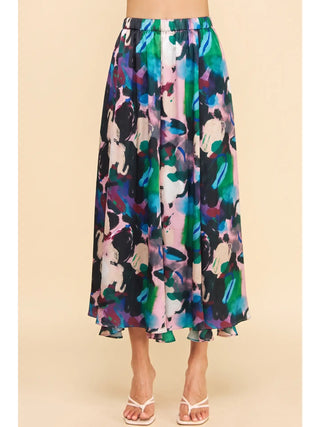 Painted Petals Midi Skirt