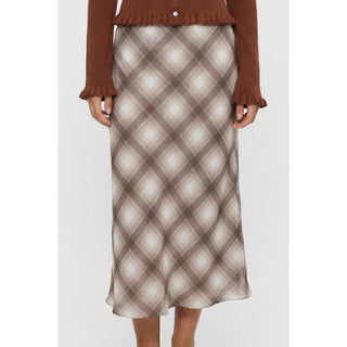 Plaid Chiffon Midi Skirt