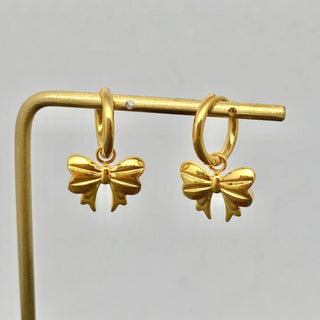 18K Gold Plated Stainless Steel Bow Huggie Earrings