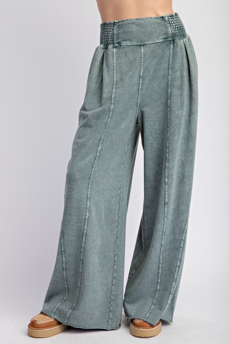 Mineral Wash Smocked Waist Pants by Easel