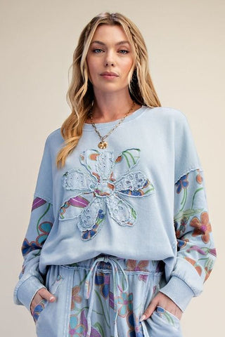 Floral Patch Terry Pullover