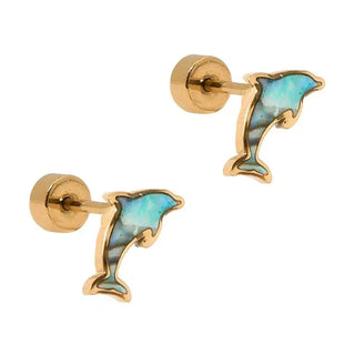 Linny Co Screwback Stud Earrings - Midnight Dolphin