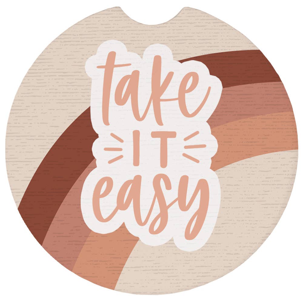 "Take It Easy" Stripes Round Car Coaster