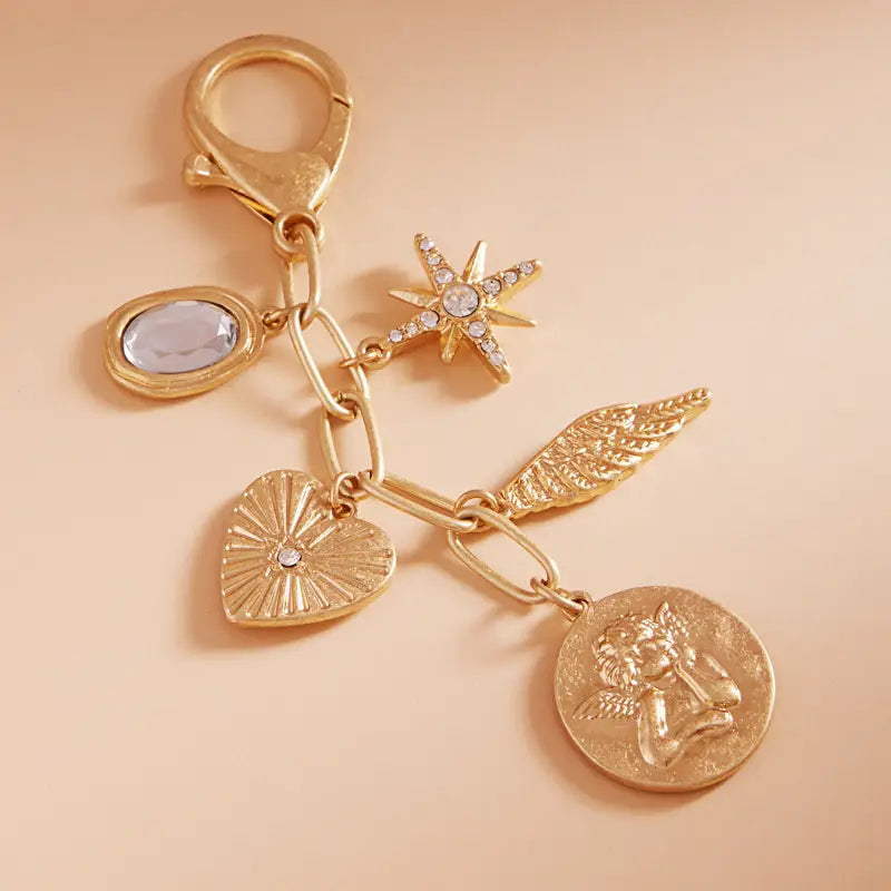 Heart Angel Wings Bag Charm