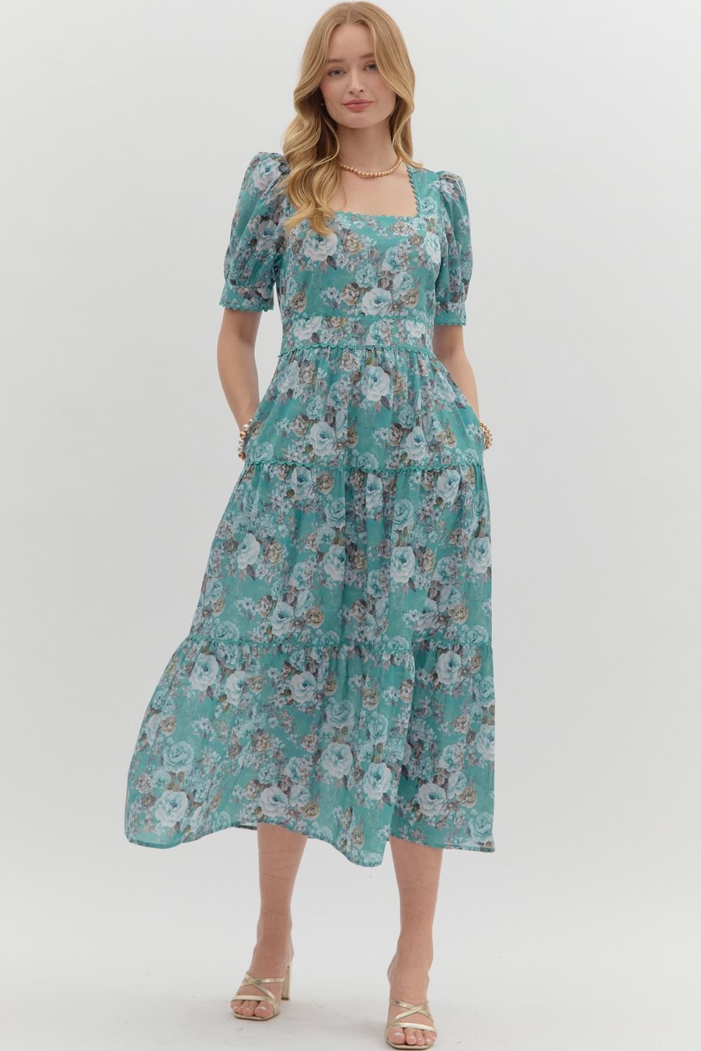 Floral Scallop Trim Dress