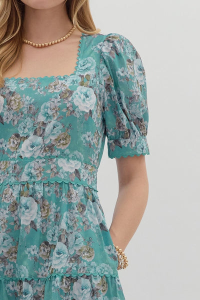 Floral Scallop Trim Dress