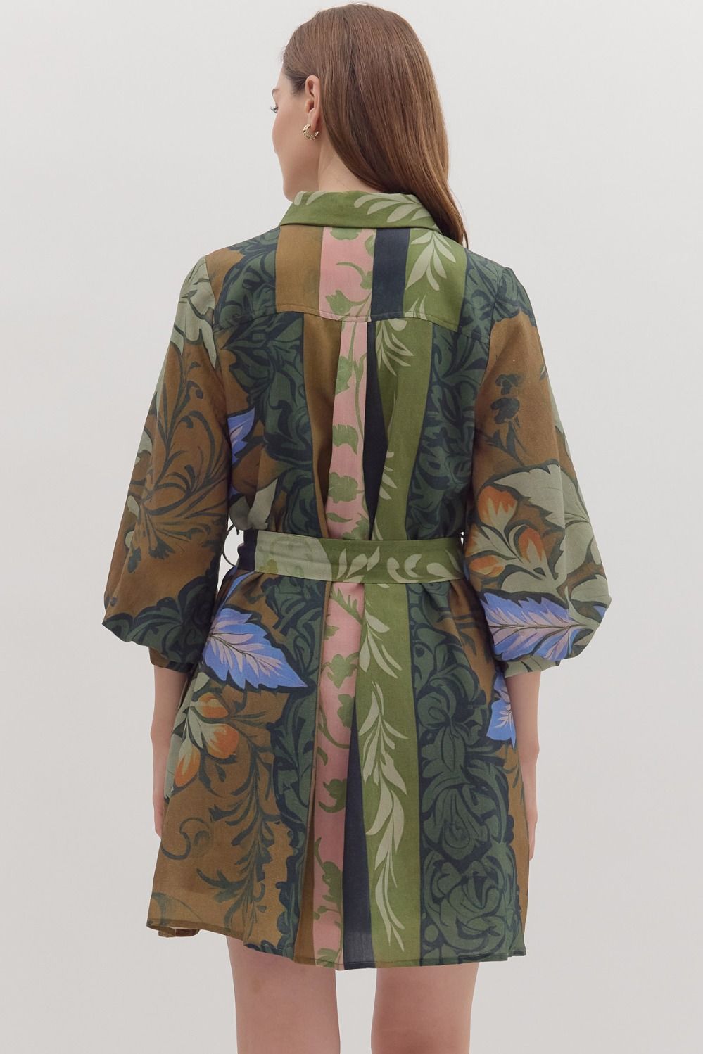 Botanical Belted Mini Dress