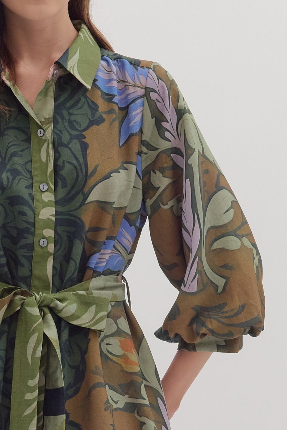 Botanical Belted Mini Dress