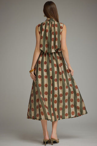 Abstract Sleeveless Midi Dress