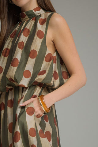 Abstract Sleeveless Midi Dress