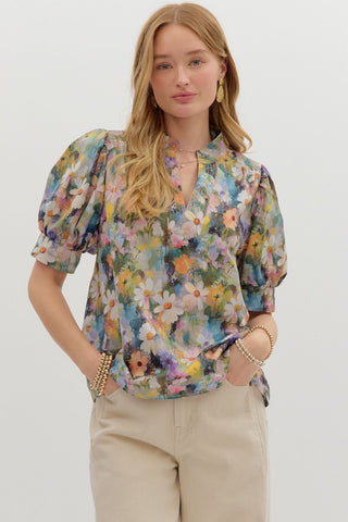 Entro Watercolor Painting Blouse