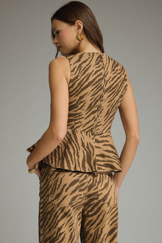 Zebra Peplum Sleeveless Top