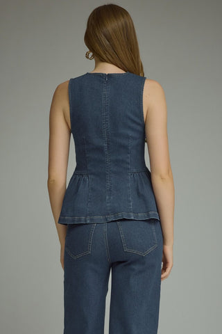 Peplum Denim Flare Top