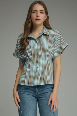 Gingham Cinch Blouse