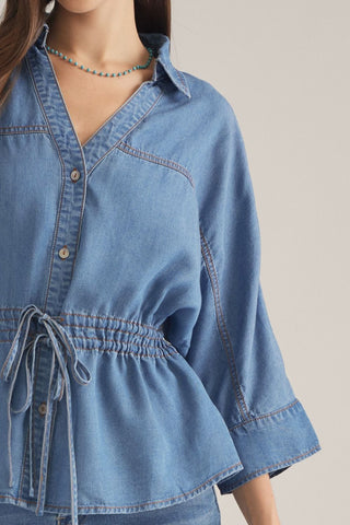 Drawstring Waist Tencel Top