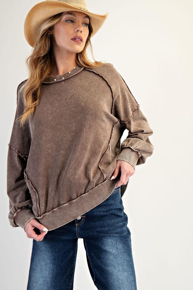 Cut Out Mineral Wash Pullover