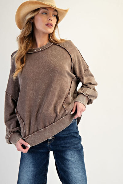 Cut Out Mineral Wash Pullover