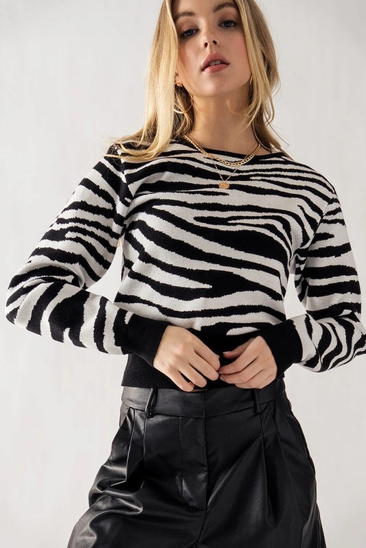 Zebra Crewneck Sweater
