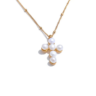 Pearl Cross Pendant Necklace