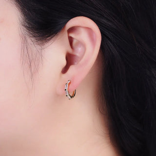 Dainty Gold Huggie Earring with Clear Baguette Cz Stone