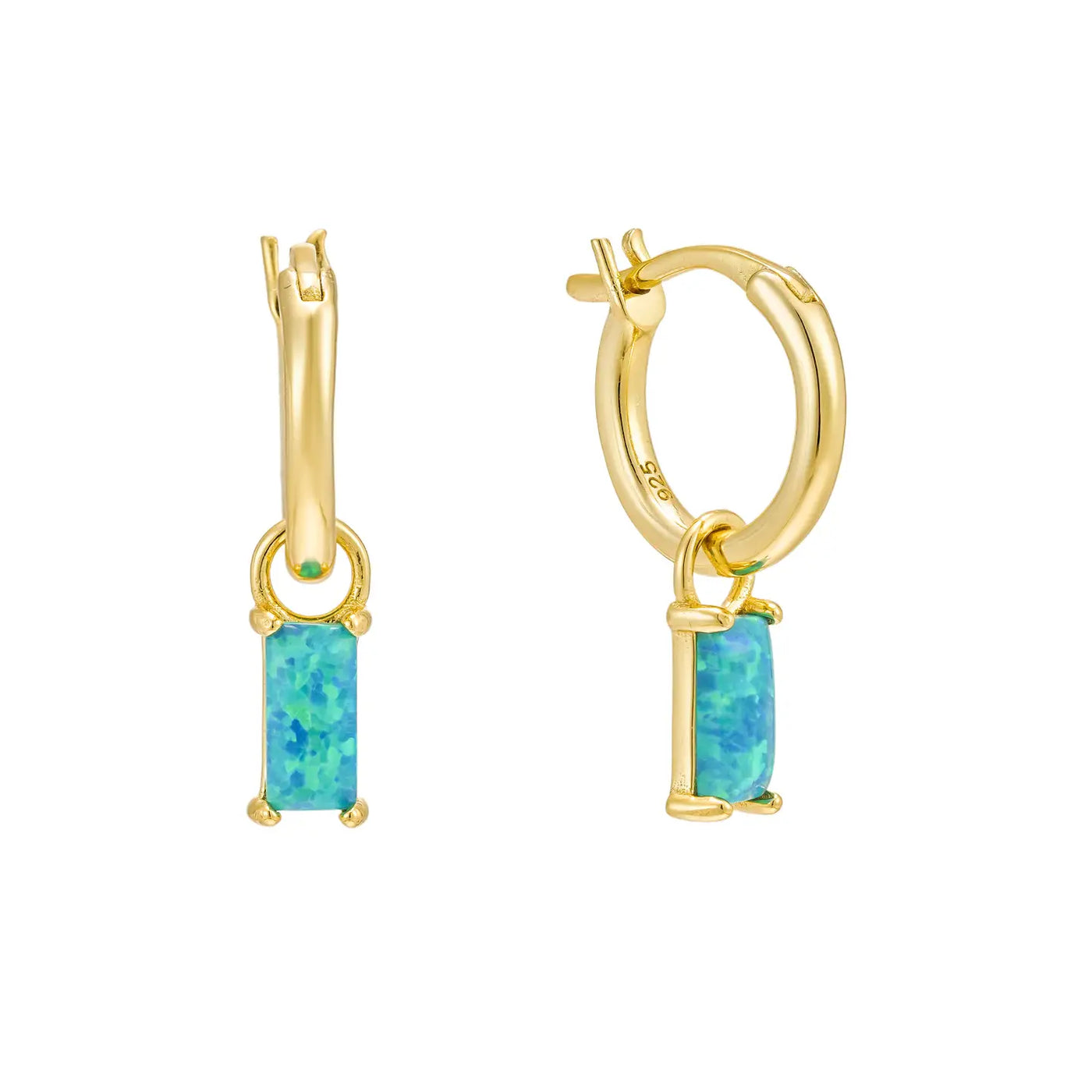 Blue Lagoon Opal Hoops