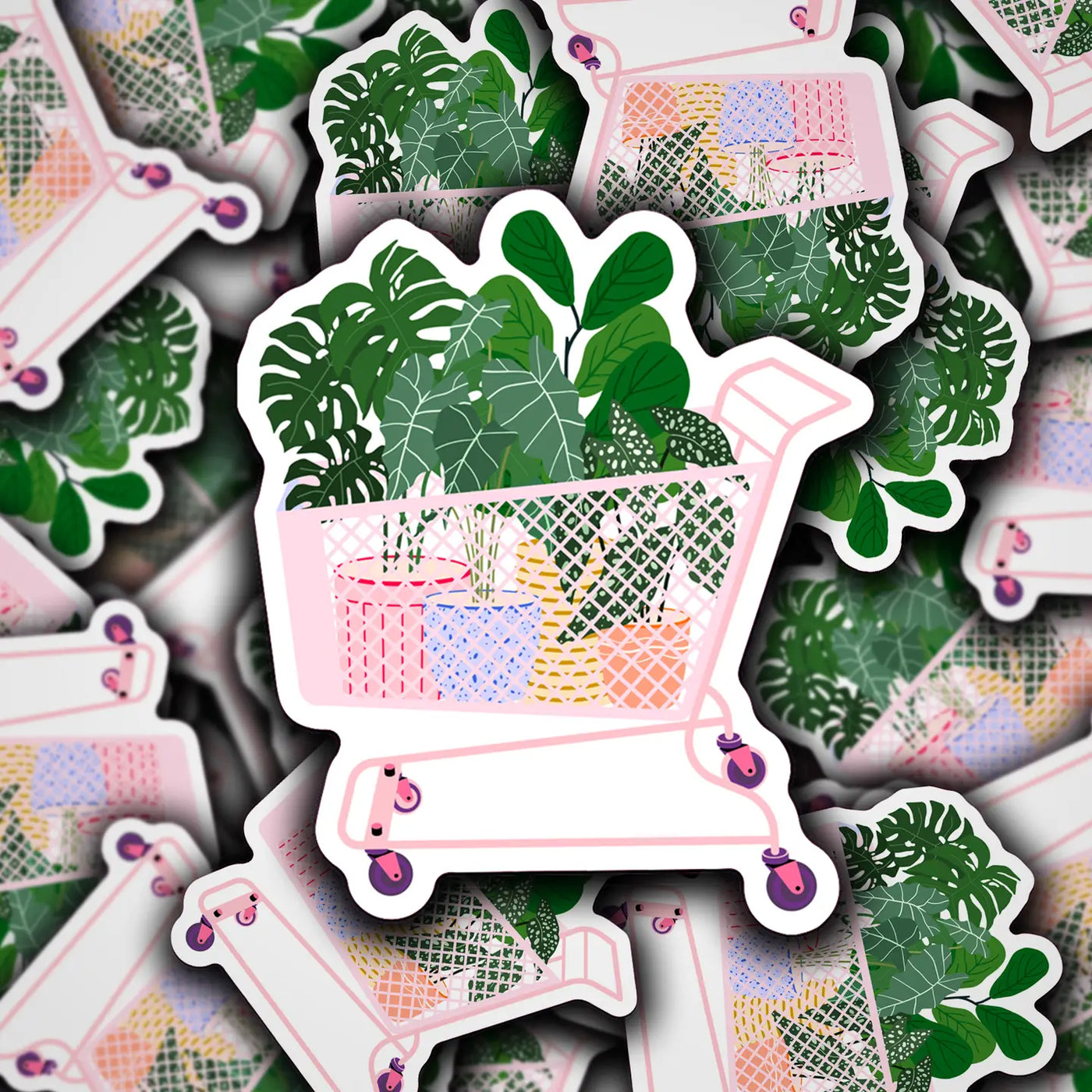 Shopping Cart Full of Plants Sticker