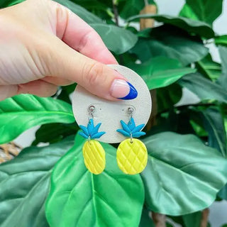 Preppy Pineapple Clay Dangle Earrings