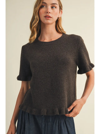 Lettuce-Edge Ruffle-Trim Pullover