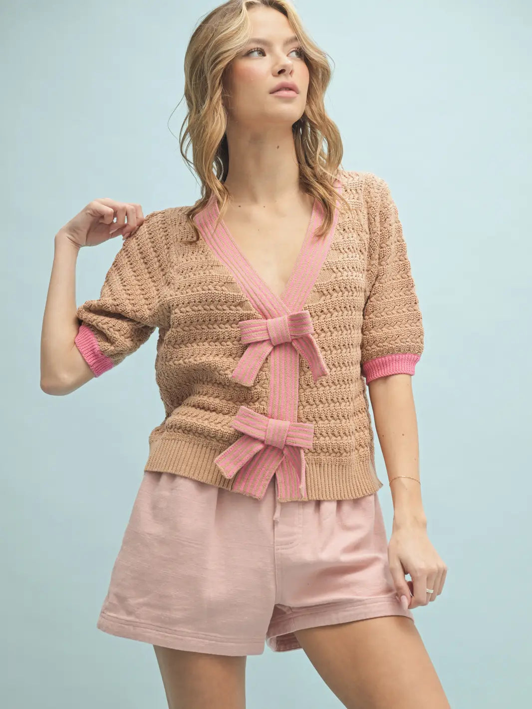 Balloon Sleeve Bow Detail Sweater