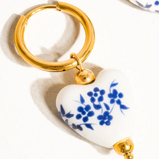 Ceramic Floral Heart Earrings
