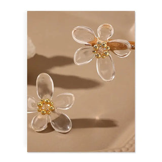 Minimalist Transparent Floral Stud Earrings