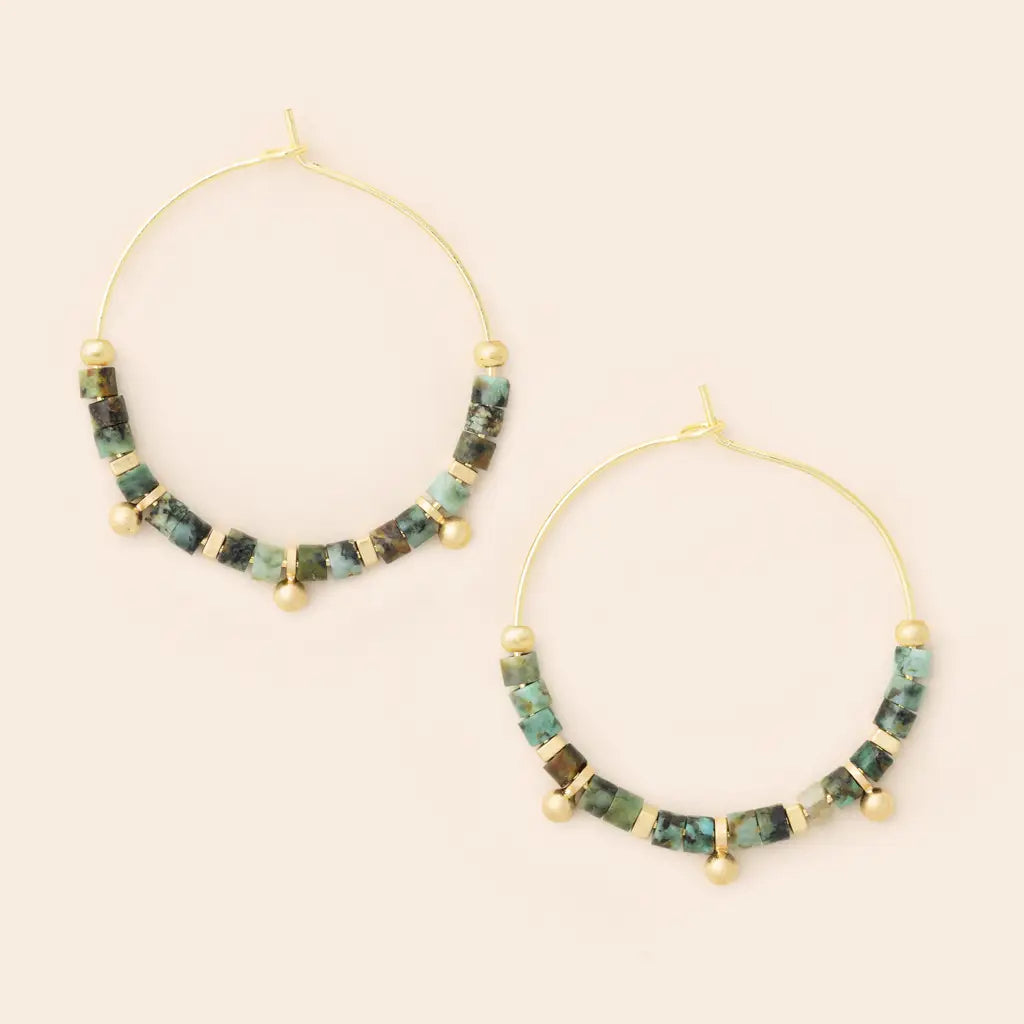 Stone Disc Hoop Earrings