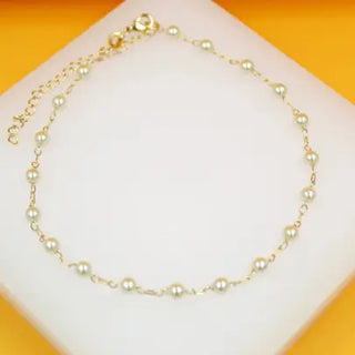 Pearl Beaded Anklet -Tarnish Resistant