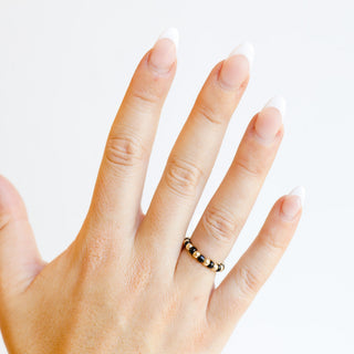 Beaded Blondes The Poppi Ring in Black