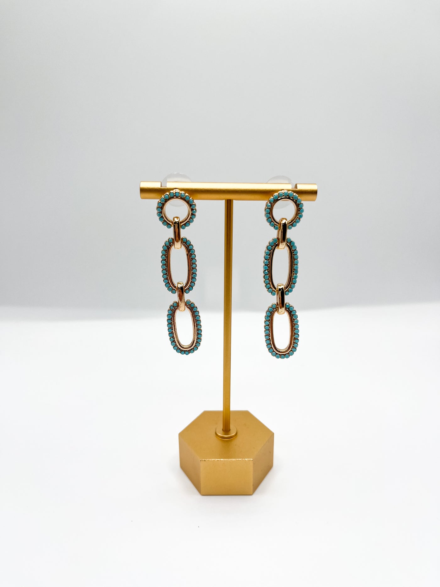 Turquoise Triple Link Chain Drop Earring