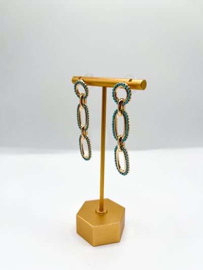 Turquoise Triple Link Chain Drop Earring