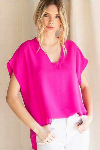 Best Selling Cap Sleeve Raw Edge Top