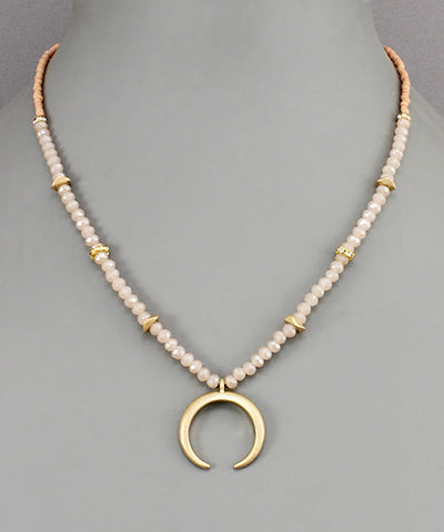 Crescent Moon Beaded Necklace