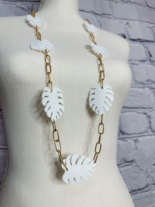 White & Gold Monstera Chain