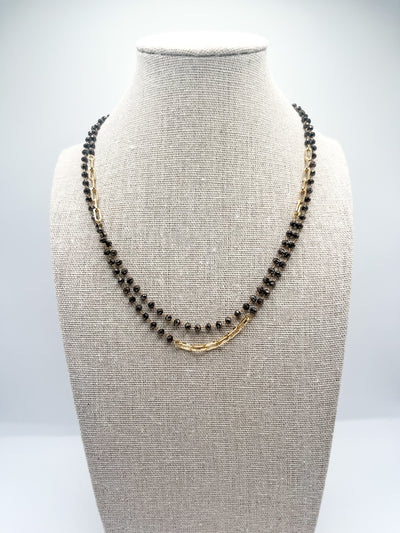 Black Beaded Gold Necklace