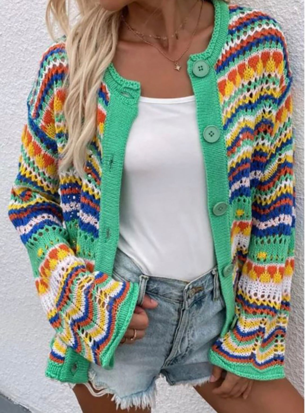 Multi Color Long Sleeve Knit Sweater