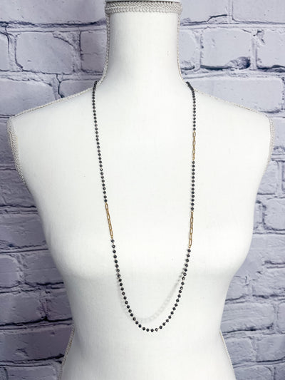 Black Beaded Gold Necklace