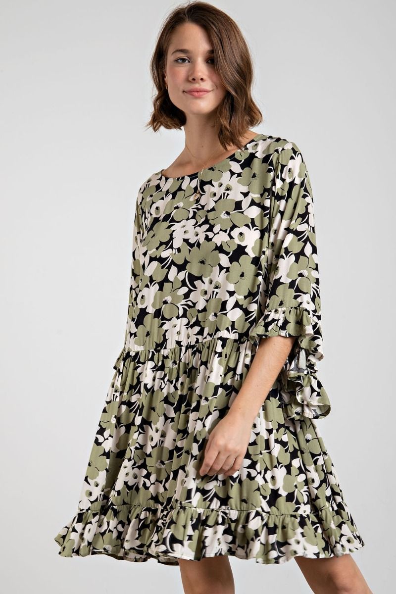 Easel Floral Printed Challis Loose fit dress